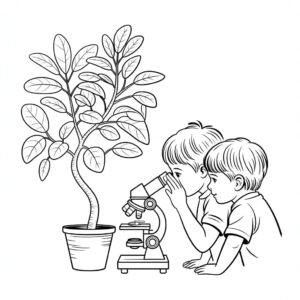 Kids with microscope