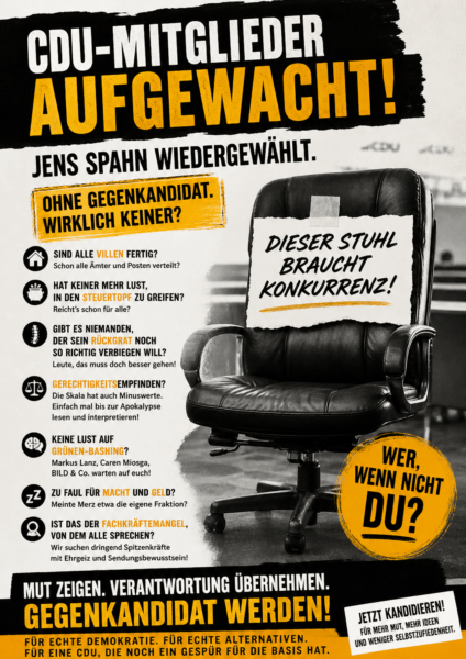 Wahlplakat für Kandidaten kontra Spahn